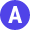 The letter A inside a purple circle