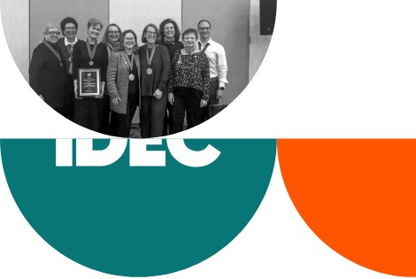 IDEC logo and photo of the IDEC council of fellows