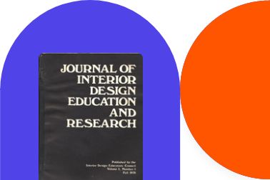 Thumbnail image of Journal of interior design education and research book cover next to a half orange circle
