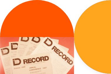 Colorful and circular icons with a photo of record reports within them