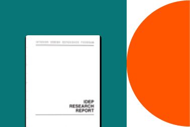 Research report cover thumbnail on top of a green square and next to a orange half circle